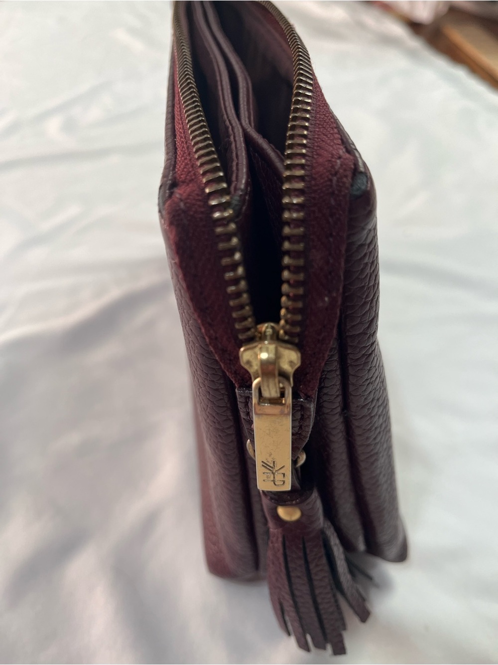 Freshly Picked Maroon Pebbled Leather Zip Clutch - Picture 6 of 7
